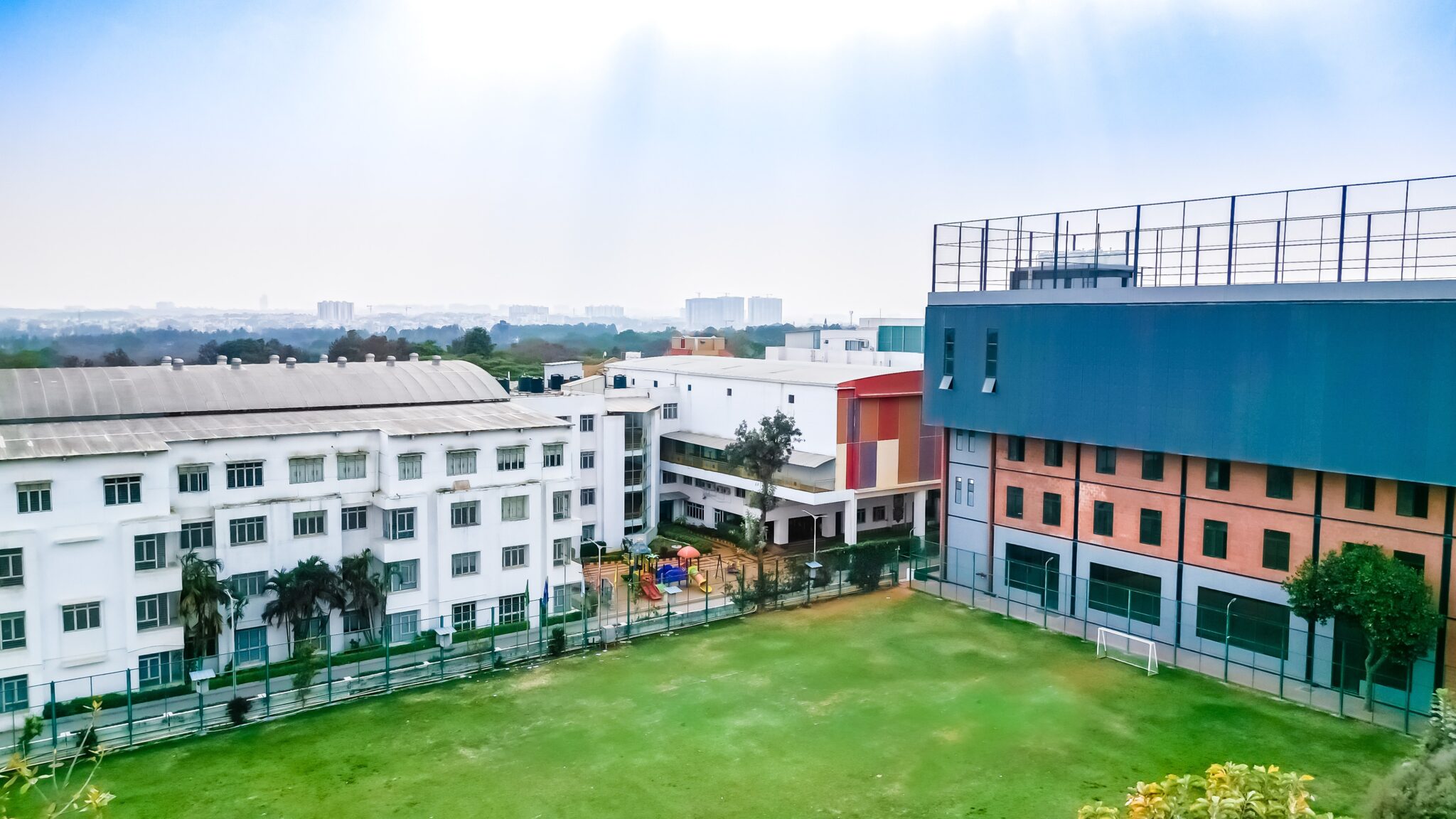 Harvest International School CBSE campus aerial view on Sarjapur Road, Bangalore